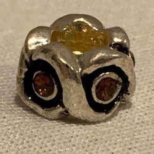 NWOT Silver Plated Bracelet Charm w Pink Gems